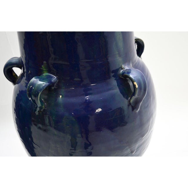 Large Blue Ceramic Floor Standing Vases, 1970s, Set of 2 For Sale - Image 9 of 12
