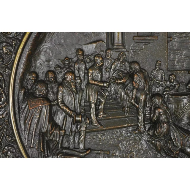 Bronze King Umberto Visiting Cholera Hospital Naples 1884 Dish Wall Plaque For Sale - Image 4 of 10