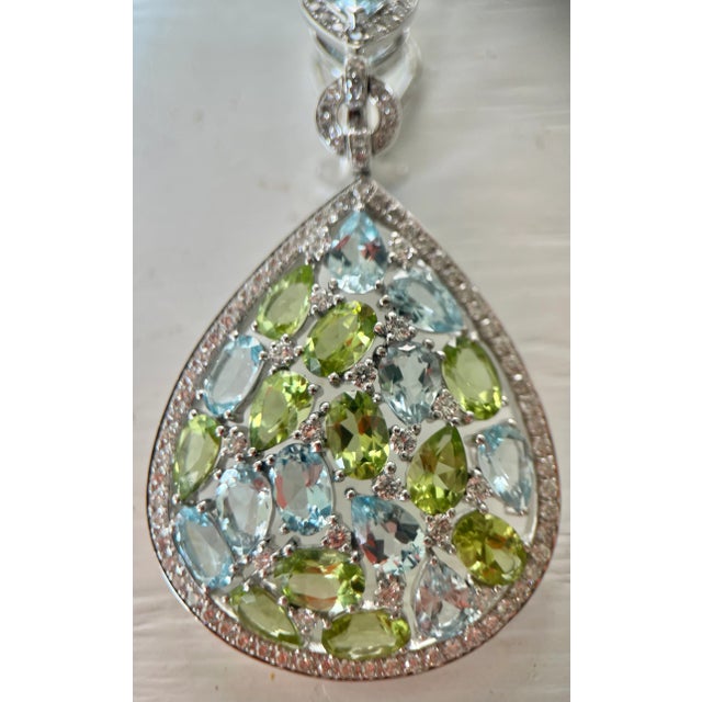 Gemstone Pair of Bucherer Gold Diamond Topaz Peridot Drop Earrings For Sale - Image 7 of 12