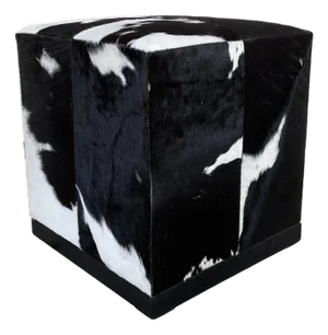 Modern Black and White Hair on Hide Ottoman