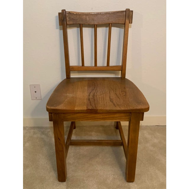 Brown Early 20th Century Vintage Early American Oak Chair For Sale - Image 8 of 8