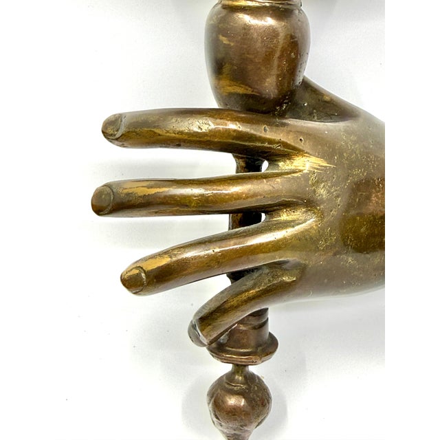 1930s French Art Deco Painted Brass Hand Sconce For Sale - Image 17 of 18