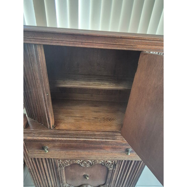 1920s 1920s Jacobean Revival Style Oak Hutch Cabinet For Sale - Image 5 of 7