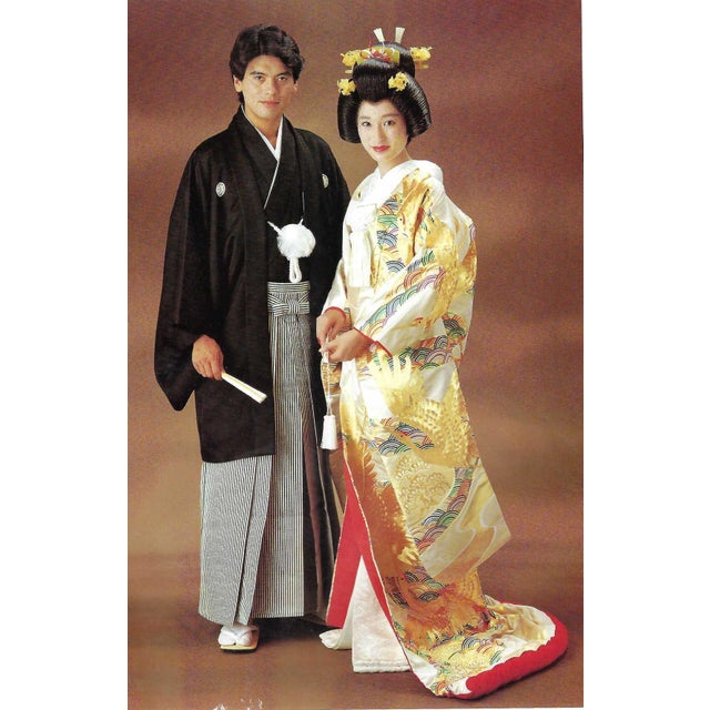 White Japanese Vintage Silk Wedding Kimono For Sale - Image 8 of 8