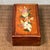 Lovely vintage rectangular puzzle / secret mechanism box handcrafted from pearwood. The lid features an exquisite inlaid...