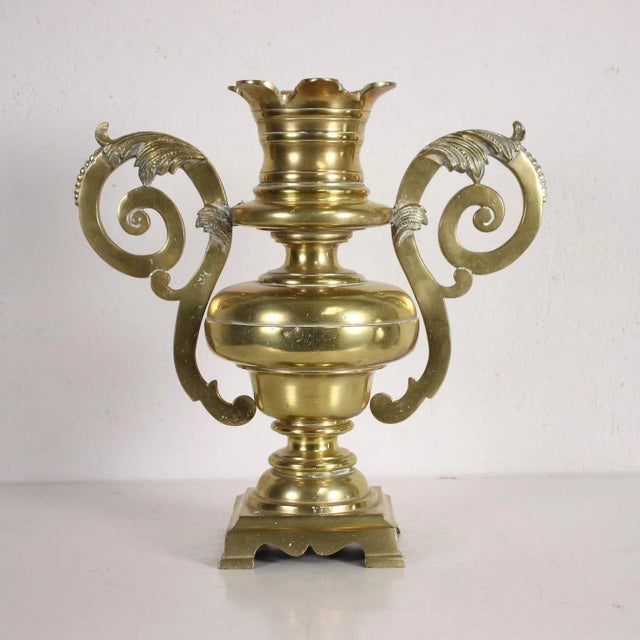 Solid Brass Gilt Vase For Sale - Image 9 of 10