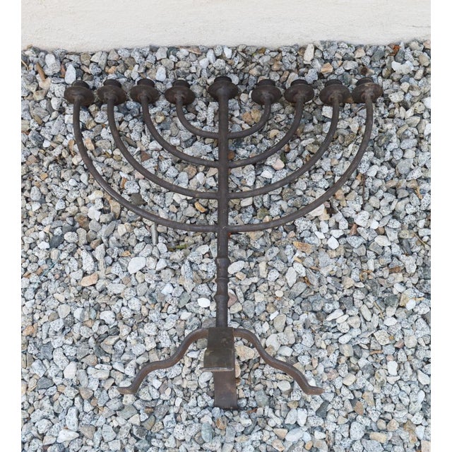 1980s Vintage 1980s Candelabra 9 Cups Custom Made Wrought Iron 24'' Height X 24'' Width X 14'' Base For Sale - Image 5 of 10