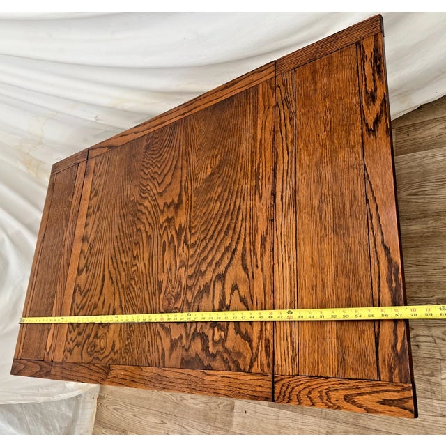 Antique Expanding Pub Kitchen Table Barley Twist Legs English Tiger Oak For Sale - Image 9 of 13