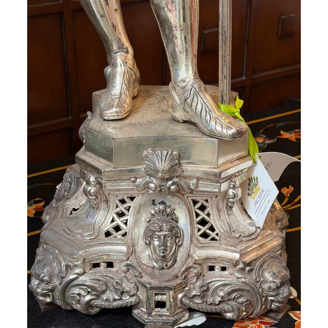 Large Antique Silver on Bronze Conquistador Figural Table Lamp For Sale - Image 4 of 7
