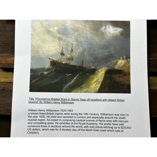 Mid 19th Century Huge British Oil Painting Floundering Ships Awaiting