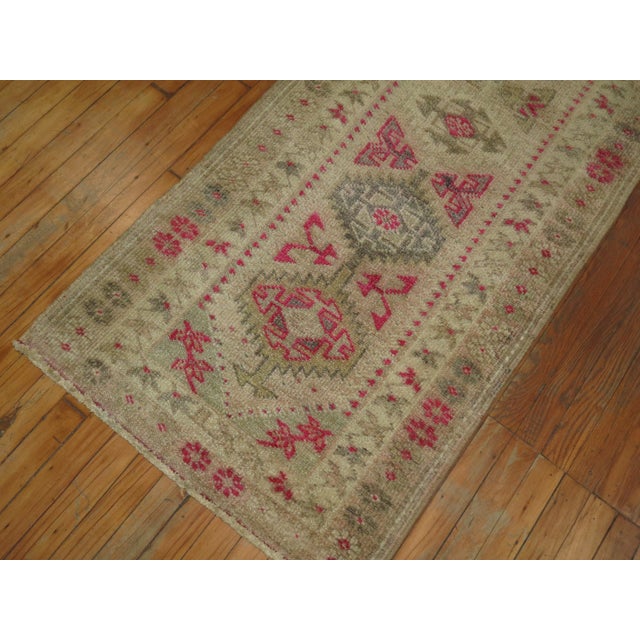 Rare One of a kind hand-knotted Turkish runner from the middle of the 20th century