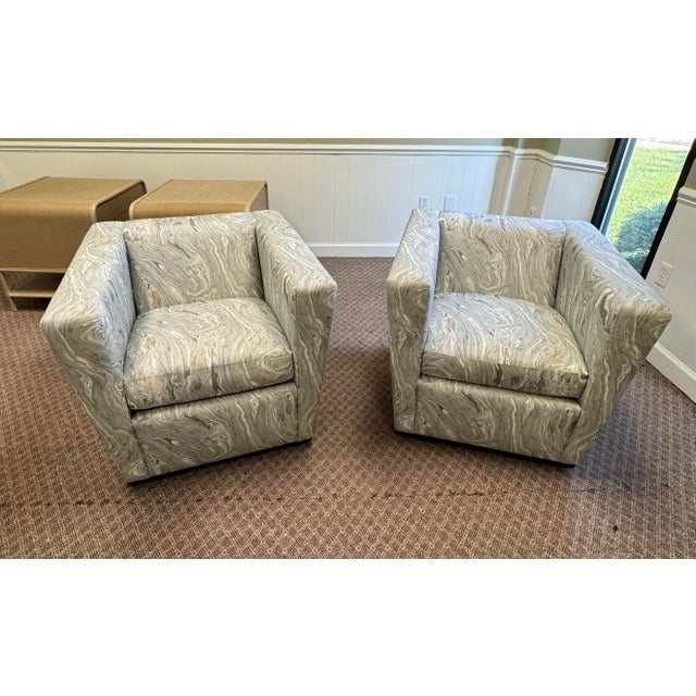 2020s Lee Industries Modern Swivel Club Chairs, Set of 2 For Sale - Image 5 of 12