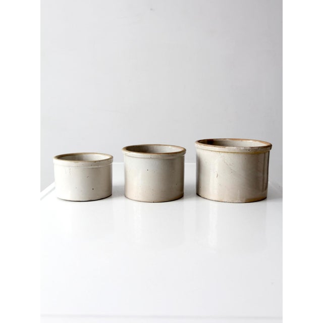 Off-white Vintage Stoneware Crocks Set of 3 For Sale - Image 8 of 13