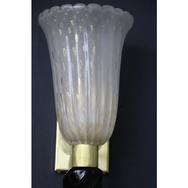 Gold and Black Murano Glass Sconces in the style of Barovier, 1990, Set of 2 For Sale - Image 11 of 17