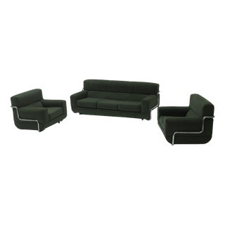 Sofa and Tubular Armchairs, 1970s, Set of 3 For Sale