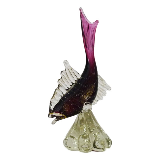 Red and Transparent Murano Blown Glass Fish from Made Murano Glass, 1970s For Sale