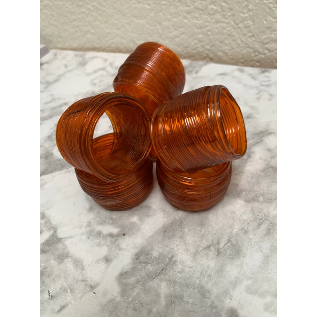 1970s Vintage Orange Honey Toned Napkin Rings, Set of Six For Sale - Image 5 of 7