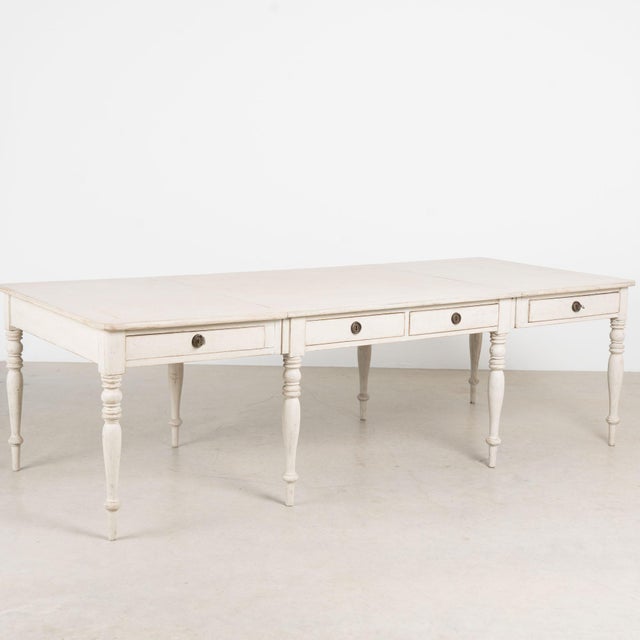 19th Century Swedish Antique White Painted Partners Desk Writing Table For Sale - Image 18 of 18