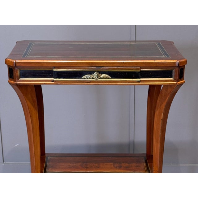 Continental Neoclassical Inlaid Mahogany Two-Tier Side Table For Sale - Image 4 of 11