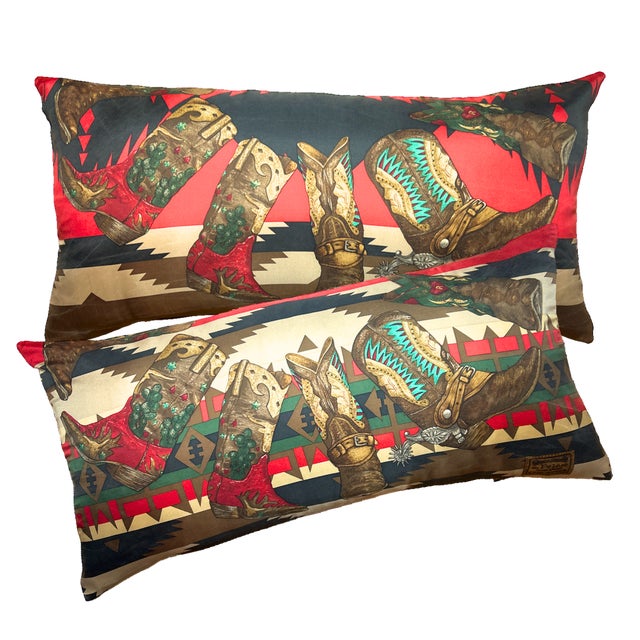 2020s Ralph Lauren Cowboy Boots Vintage Silk Scarf Pillow 35" For Sale - Image 5 of 6