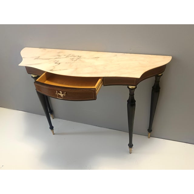 Canaletto Walnut and Beech Console with Marble Top by Paolo Buffa, 1950s For Sale - Image 11 of 16