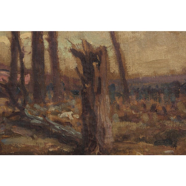 1910s Framed Oil on Canvas Painting Wwi No Mans Land - Signed For Sale - Image 5 of 12