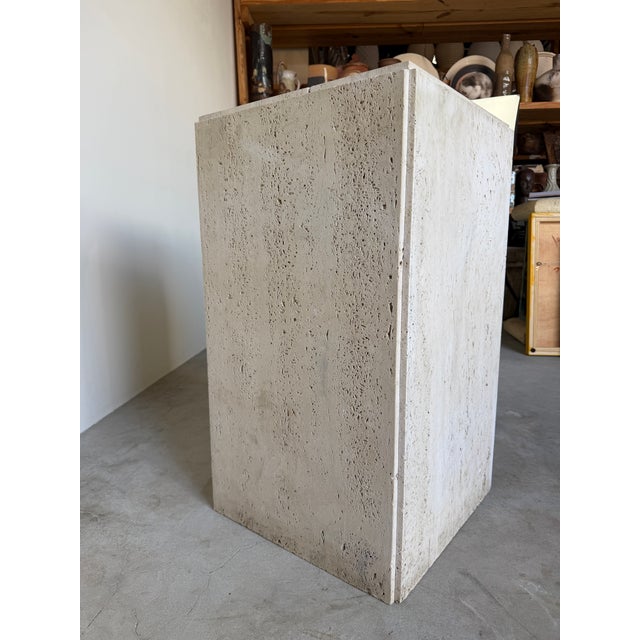 Mid-Century Modern 1980s Italian Postmodern Organic Travertine Marble Pedestal / Dining Table Base For Sale - Image 3 of 12