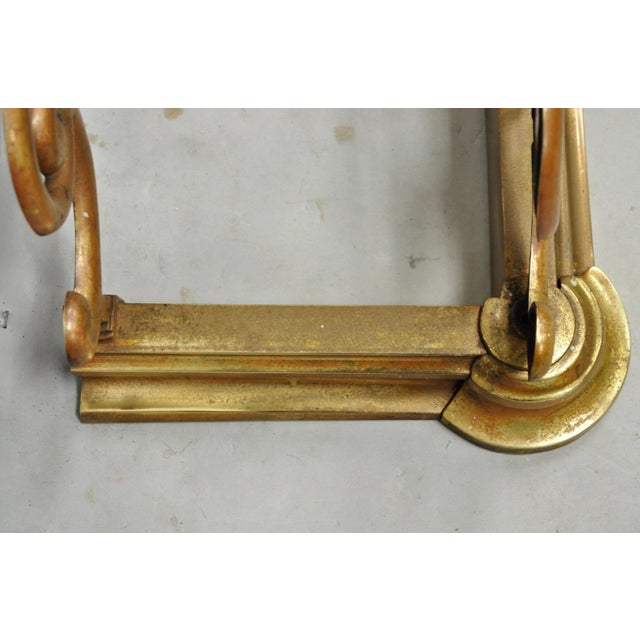 Antique Victorian Art Nouveau Patinated Brass Scrolling 51" Fireplace Fender For Sale - Image 12 of 13
