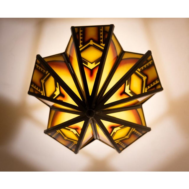 Dutch Art Deco Stained Glass Pendant Light, 1930 For Sale - Image 4 of 6