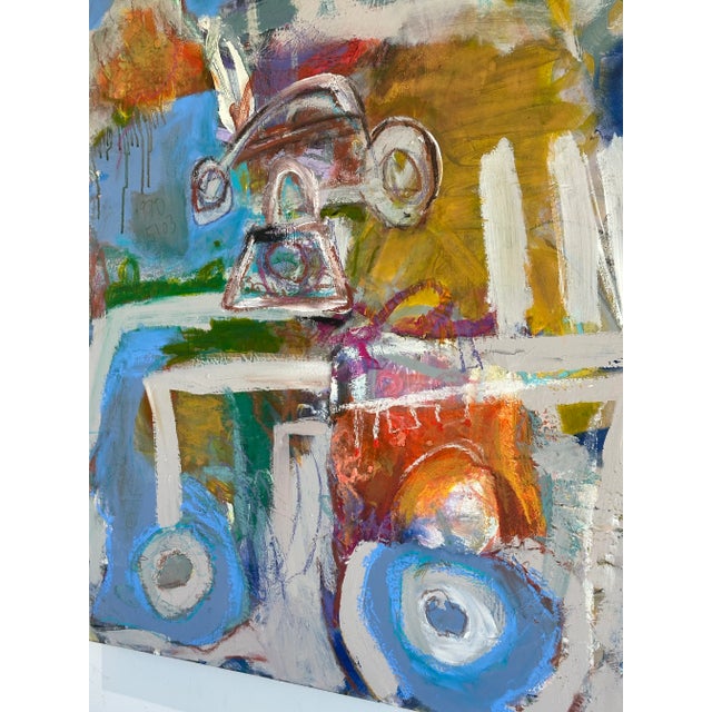 Colorful Abstract Painting on Canvas For Sale - Image 6 of 10