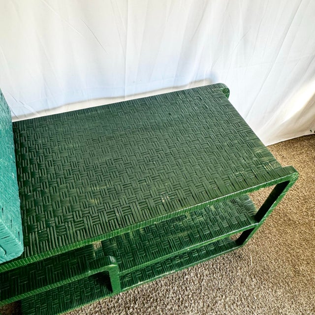 Wood Boho Chic Sculpted Wicker Extendable Etagere/Bookcase - 2 Pieces For Sale - Image 7 of 11