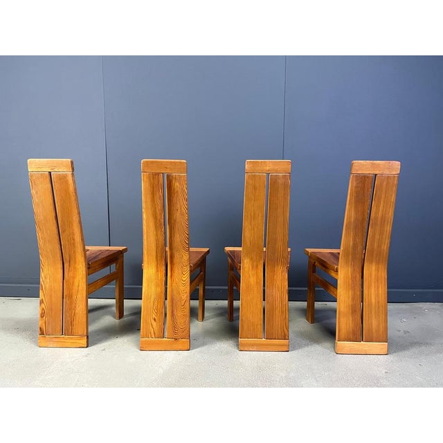 Wood Brutalist Oak Dining Chairs, 1970s, Set of 4 For Sale - Image 7 of 11