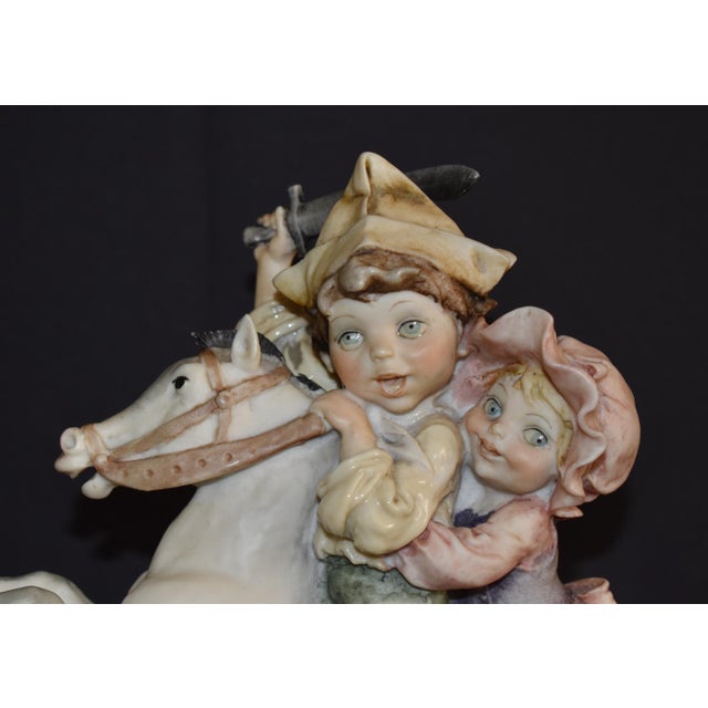 Children's Giuseppe Armani Rocking Horse Florence Figurine Riding Boy Girl Vintage Italy For Sale - Image 3 of 17