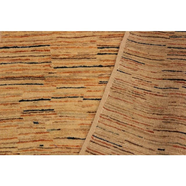 Textile 1990s Shabby Chic Gabbeh Ivory/Orange Hand-Knotted Wool Rug -2'8 X 3'11 For Sale - Image 7 of 8