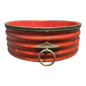 Antique Early 19th Century English Regency Red Cinnabar Lacquer Wine Bottle Decanter Coaster With Ring Handles & Sheffield Mounted Rim 1810