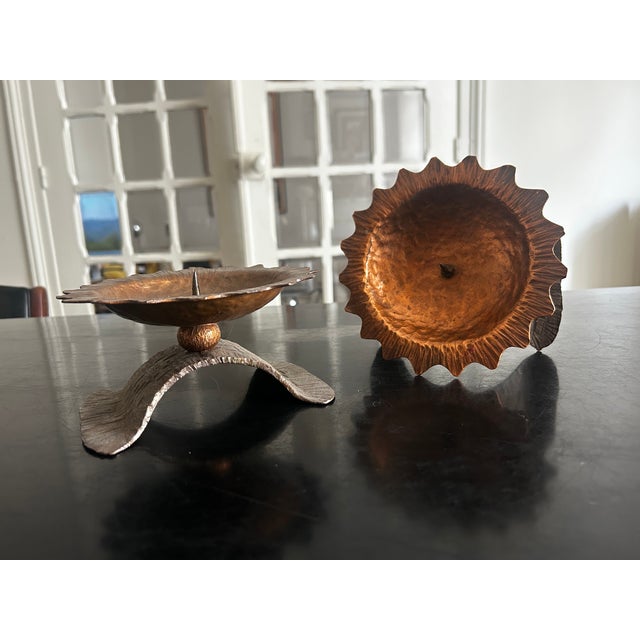 Brutalist Candlesticks in Wrought Iron and Copper, 1970s, Set of 2 For Sale - Image 15 of 15