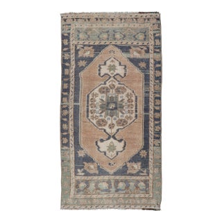 Vintage Turkish Oushak Rug With All-Over Sub-Geometric Medallion Design For Sale