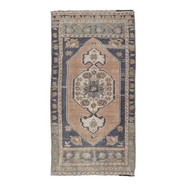 Vintage Turkish Oushak Rug With All-Over Sub-Geometric Medallion Design For Sale
