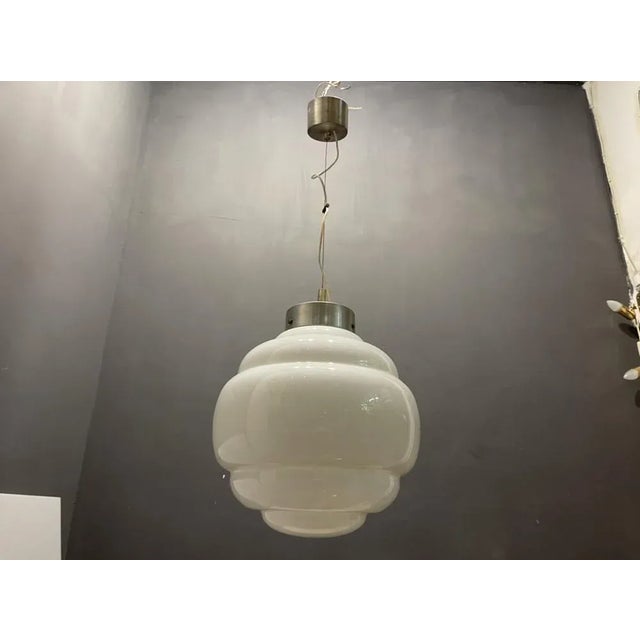 Large Mid-Century Opaline Glass Light Pendant For Sale - Image 11 of 11