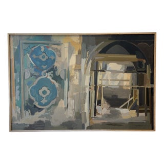 Lison Favarger, Discovery of a Fresco in a Chapel, 1968, Oil on Canvas, Framed For Sale