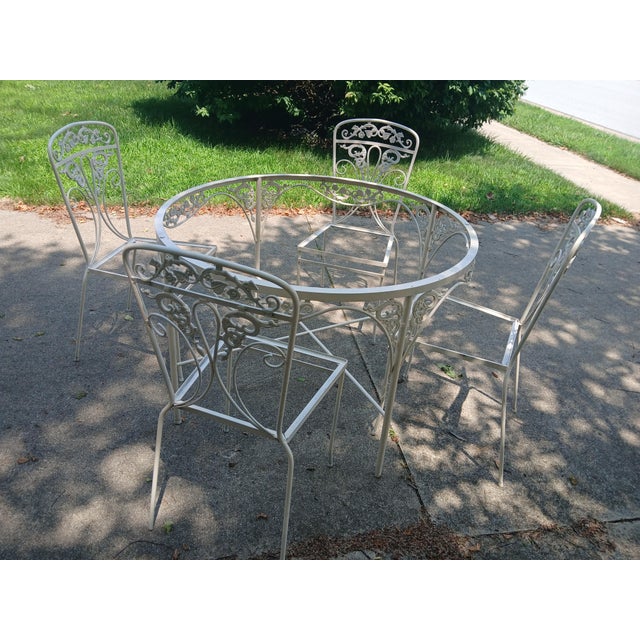 Vintage Wrought Iron 5 Piece Patio Set For Sale - Image 13 of 13