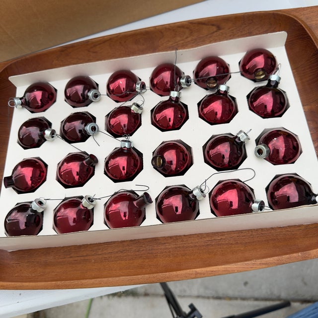 Burgundy Vintage Rauch Burgundy Mercury Glass Ornaments- 24 Pieces For Sale - Image 8 of 8