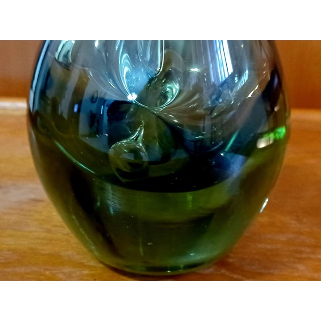Glass Signed 1968 Dominick Labino Emerald Green Luster Studio Art Glass Vase For Sale - Image 7 of 16