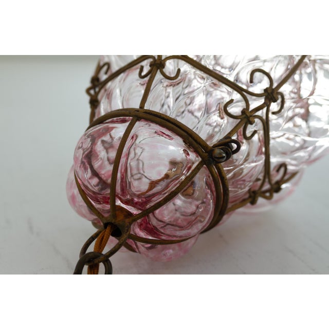 Italian Caged Pink Murano Glass Pendant from Seguso, 1950s For Sale - Image 15 of 17