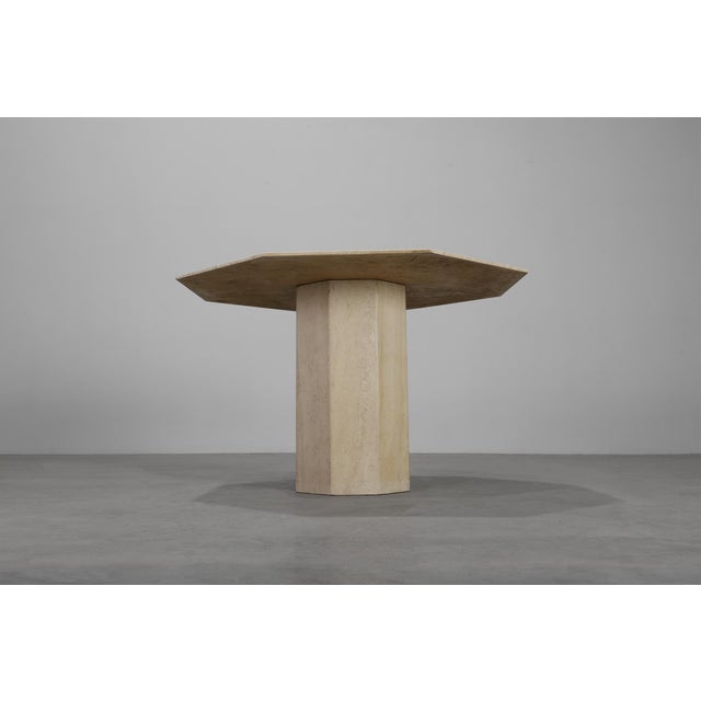 Beige Mid-Century Italian Octagonal Travertine Dining Table, 1980s For Sale - Image 8 of 13