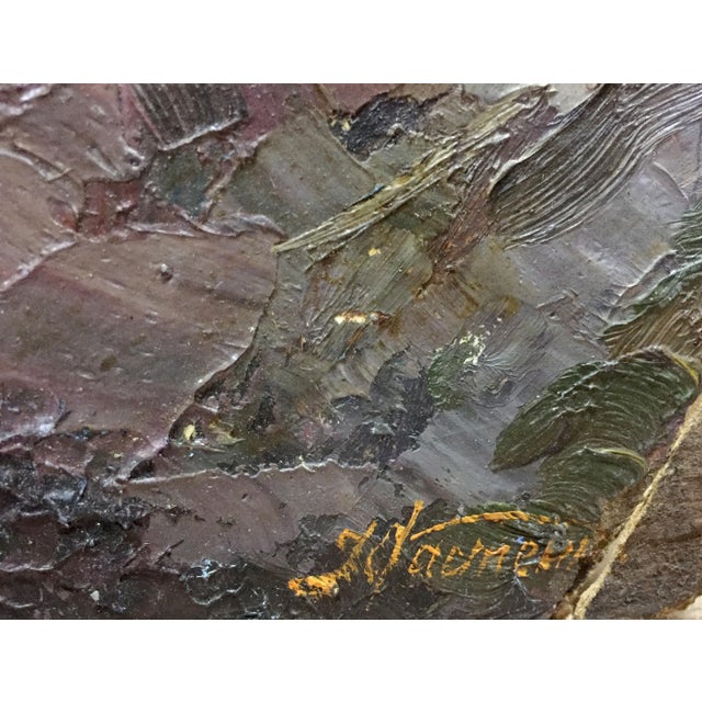 Blue 1960s Double Oil Painting Landscapes. Castle For Sale - Image 8 of 12