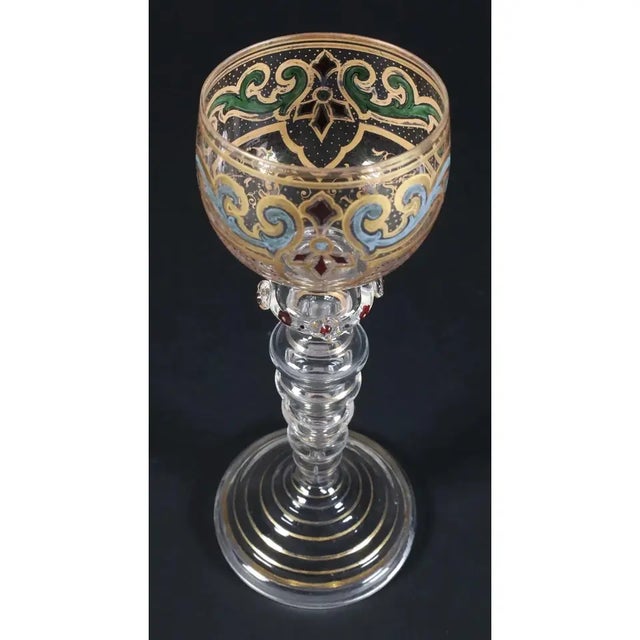 1920s Hand Blown and Decorated Vine Glasses, Venice - Set of 6 For Sale In New York - Image 6 of 8