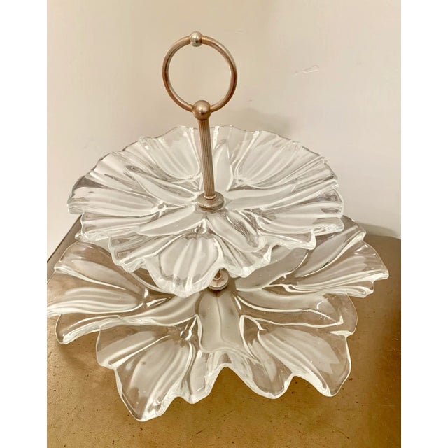 Contemporary Mikasa Tulip Design Two Tier Glass Server For Sale - Image 3 of 7