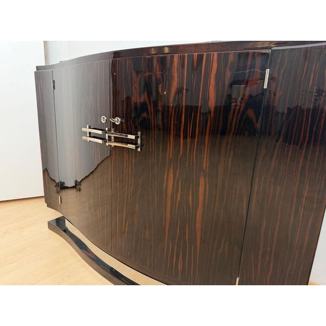 Art Deco Sideboard in Macassar, Marble & Chrome, France, 1930 For Sale - Image 11 of 18
