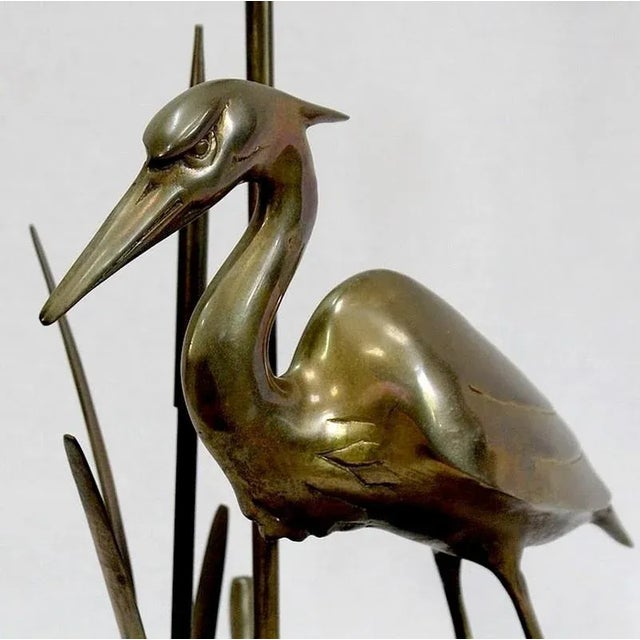 Great Brass Heron Table Lamp, 1970s For Sale - Image 12 of 18